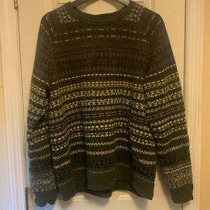 Goodthreads 100% lambswool sweater in green fair isle